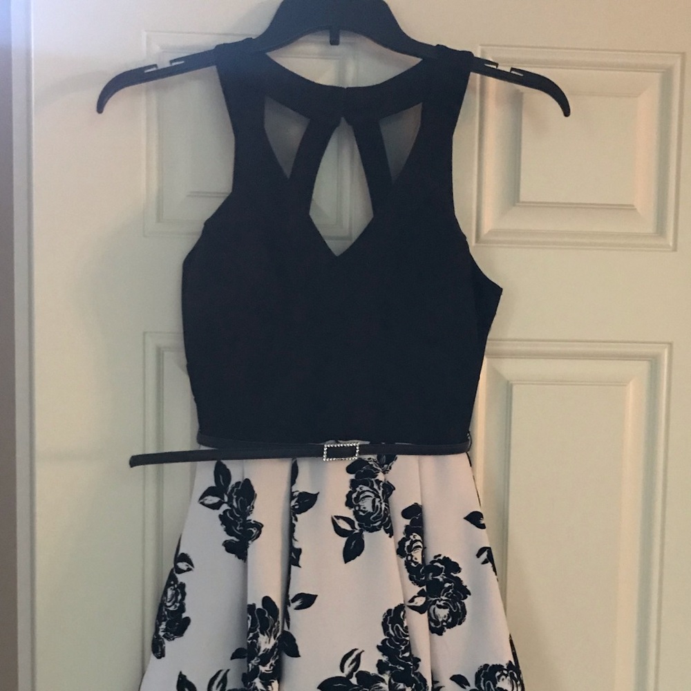 Crystal Doll Black and White floral bottom dress